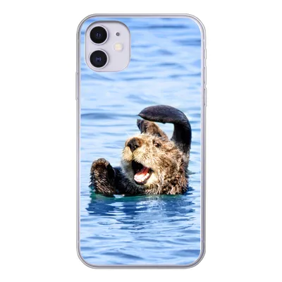 Produktbild von MuchoWow® Handyhülle Schutzhülle Hülle für iPhone 11 Seeotter - Lustig - Wasser - Kinder - Jungen - Mädchen - Kind Silikon Softcase Handy Hülle - Handytasche