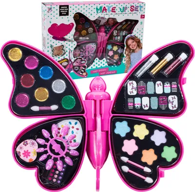 Produktbild von MalPlay Makeup Set für Kinder | Schmetterling | echtes Schminkset | Geschenk Set für Mädchen | ab 3 Jahren