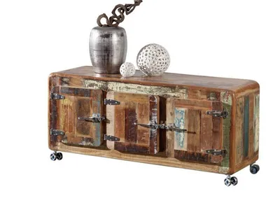 Image de MASSIVMOEBEL24 | Buffet 126x40 Bois de récupération laqué Multicolore FREEZY #04