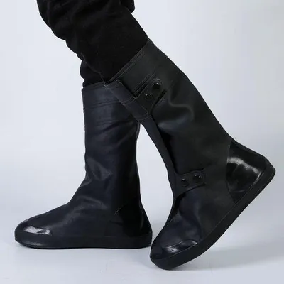 Produktbild von Schwarze XXL-Wasserschuhe für Erwachsene, Hochleistung, Regen- und Schneeschutz, Anti-Slip und abrasiver, robust und langlebig, schwarz, für Außenbereich.