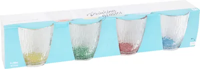 Image de Lot de 4 verres Excellent Houseware, en verre, 8,5 x 9 cm, 300 ml, transparents/multicolores