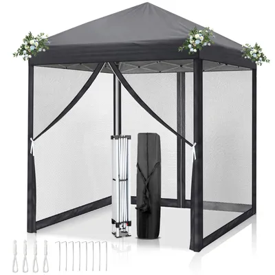 Image de ALIGHTUP 2x2m Pavillon pliable, Pop Up Pavillon avec 4 parois latérales, imperméable, protection UV,Pavillon de jardin ,gris