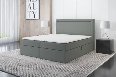 Produktbild von Boxspringbett RODI 180x200 mit 2 Bettkästen, Bonell-Matratze und Topper. Farbe: Grau.