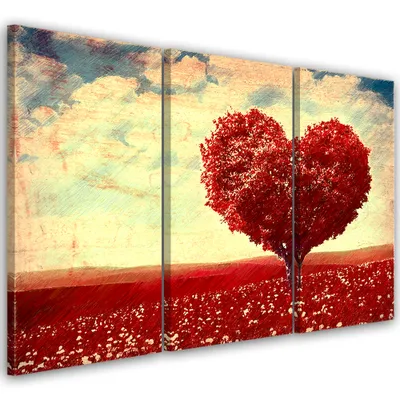 Image de Triptyque sur toile divers - rouge 150 x 100 cm Feeby rouge tableau mural prêt à accrocher