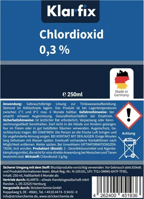 Produktbild von Chlordioxid 0,3% | CDL CDs | Fertiglösung zur Trinkwasser-Desinfektion für unterwegs | Sterilisation, antibakteriell,  Germany (1X 250ml)