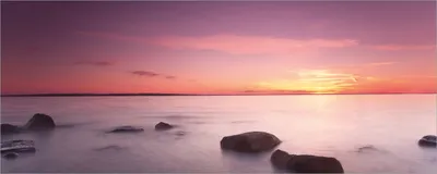 Produktbild von Wallario selbstklebendes Poster - Nebel am See bei Sonnenuntergang, Größe: 50 x 125 cm