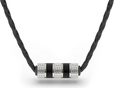 Produktbild von SERASAR | Lederhalskette für Herren [Solid] mit Silber Stainless Steel | Farbe: Silber | Länge: 50cm
