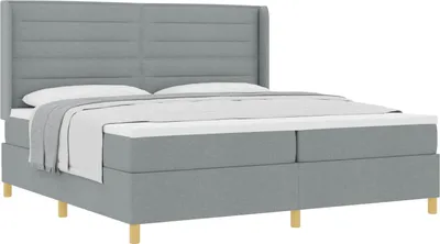 Obrázek produktu pro vidaXL Skříňová postel s matrací světle šedá 200 x 200 cm látka