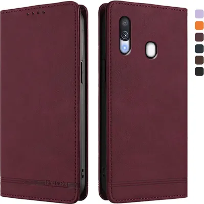 Obrázek produktu pro Pouzdro pro Samsung Galaxy A40, retroPolyuretankožené flip pouzdro s stojánkem a přihrádkami na karty Červený
