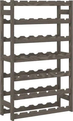 A tall, multi-tiered wooden wine rack.