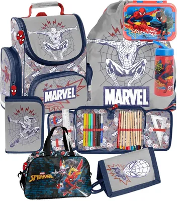 Produktbild von SPIDERMAN Schulranzen set 7in1 Ranzen rucksack Federmappe Turnbeutel SPIDER-MAN fur JUNGEN SET FÜR SCHULKINDER SCHULRANZEN + FEDERMAPPE + TURNBEUTEL