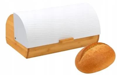 Produktbild von Brunbeste Brotkasten Metall Weiß Bambus 39cm