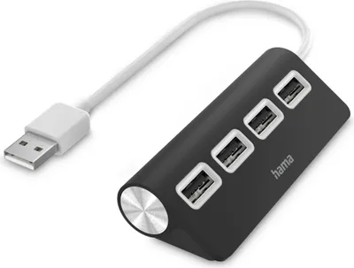 Produktbild von Hama USB-Hub 4 Ports, USB 2.0, Schwarz