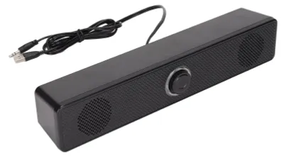 Zdjęcie produktu dla Głośnik komputerowy, 6W, zasilany przez USB, 3,5 mm, przewodowy soundbar z regulacją głośności