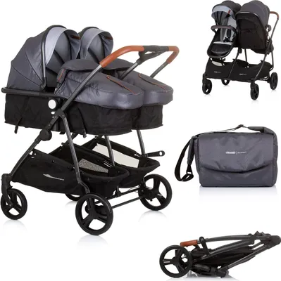 Obrázok produktu pre Chipolino Duo Smart Skladací kočík pre 2 deti Silver Grey Black