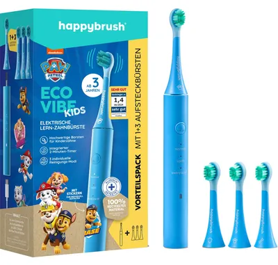 Produktbild von happybrush Eco Vibe Kids, Kind, Vibrierende Zahnbürste, 10000 Bewegungen pro Minute, Blau, Akku, 200 g