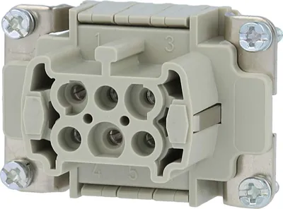 Produktbild von HARTING Han 6ESS Buchseneinsatz (F) Doppel-Käfigzugfederanschluss, 6-polig+PE 500V, 16A - 1 Stück
