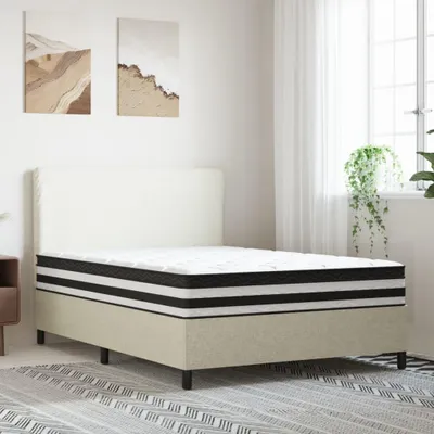 Obrázok produktu pre VidaXL 372920, Dvojlôžko, Pružinový matrac, Stredná, Čierna, Šedá, Biela, Polyester, Pena