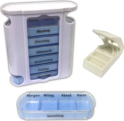Produktbild von Pillenbox 7 Tage + Pillenteiler | Pillendose | Tablettenbox | Tablettenteiler