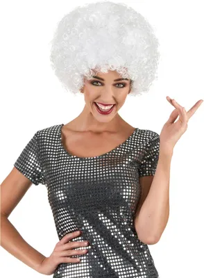 Productafbeelding van Wig met krullen, clownwig, wit - one size