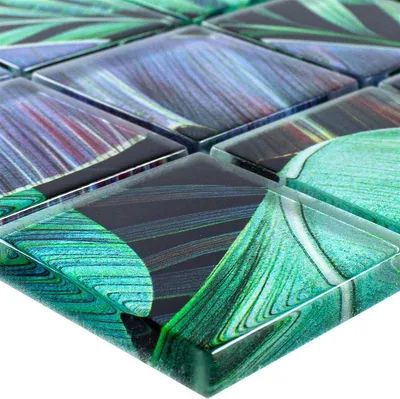 Produktbild von Glasmosaik Fliesen Pittsburg Blumen Optik Grün Lila