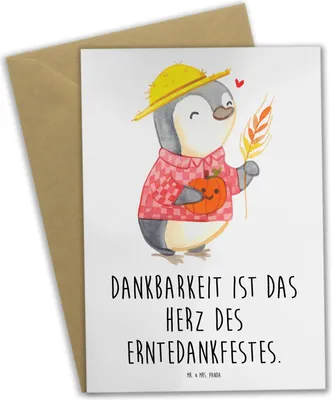 Produktbild von Mr. & Mrs. Panda Grußkarte Erntedankfest Dankbarkeit - Weiß - Geschenk, Feiertag, Events, Freunde, weihnachtskarten, einladungskarten, hochzeitskarten, Grußkarten, Freude