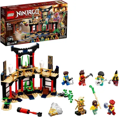 Image de LEGO 71735 NINJAGO Tournoi des Éléments Temple set de construction avec arène de combat et figurine à collectionner du Ninja d'Or Lloyd, 6-99 ans