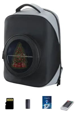 Image de Ventilateur holographique 3D pour sac à dos - Écran portable de 40 cm de hauteur - 128 LED pour une luminosité élevée