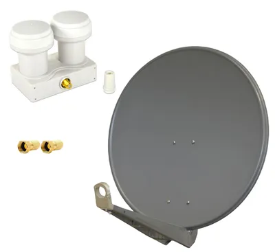 Produktbild von PremiumX DELUXE80 Alu 80cm Digital SAT Schüssel Anthrazit Monoblock Single PXMB-6SW 2x F-Stecker