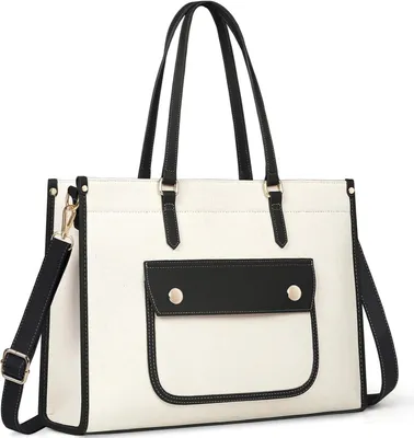 Obrázok produktu pre Kabelka dámy veľké plátno Laptop Bag 15,6 palca Tote Bag práce taška čierna