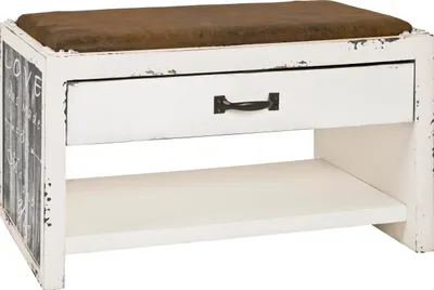 Produktbild von HAKU Schuhbank Sitzbank Schuhregal Motiv, vintage - MDF, Textilgewebe, B/H/T: 72x42x38 cm