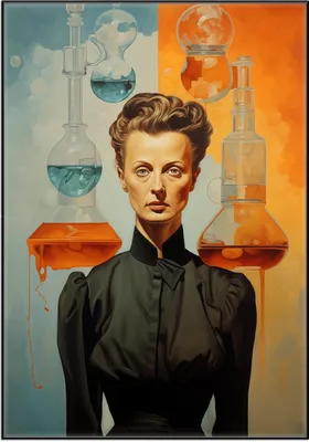 Produktbild von Wallario Wandbild Visionäre Chemikerin, Größe: 70,30 x 100,30 cm, Poster mit schwarzem Aluminiumrahmen