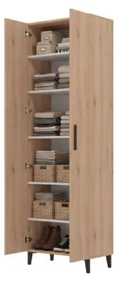 Produktbild von Dmora Schuhschrank Ciminna 68x35x195h cm Eichenbraun, 5 Regalböden, 2 Türen