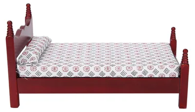 Obrázek produktu pro 1:12 Dům pro panenky, mini, červený, dřevěný, jednolůžko, nábytek a doplňky pro panenky