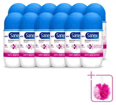 Produktbild von 12 x Sanex BiomeProtect Dermo Anti-Irritation Deo Roll-on 50 ml - Sparpackung - 12 Stücke
