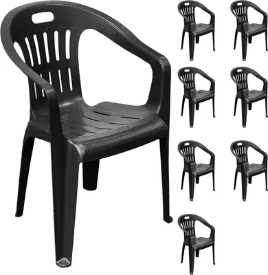 8 Stück Stapelstuhl Bistrostuhl Gartenstuhl MOJAWO PIONA Anthrazit Kunststoff