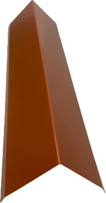 A single brown metal corner piece for roofing or siding, shown against a white background.