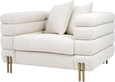 Produktbild von Casa Padrino Luxus Art Deco Sessel Creme / Messing 109 x 97 x H. 68 cm - Moderner Wohnzimmer Sessel - Luxus Möbel