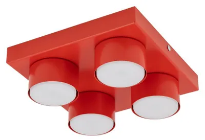 Produktbild von Deckenlampe Metall 23 cm breit Rot GX53 4-flammig eckig Modern