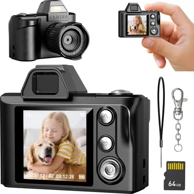 Produktbild von Mini-Digitalkamera-Schlüsselanhänger – 1.3-Zoll-Display, 1080P Foto & Video, 64GB Speicher, ultraportabel & taschengroß für Reise, Vlogging und Unterhaltung