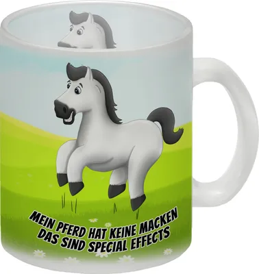 Produktbild von Mein Pferd hat keine Macken, das sind Special Effects Glas Tasse mit