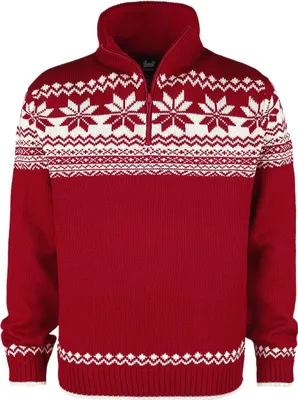 Produktbild von Brandit Strickpullover Herren Troyer Norweger rot Basics 100% Polyacryl S