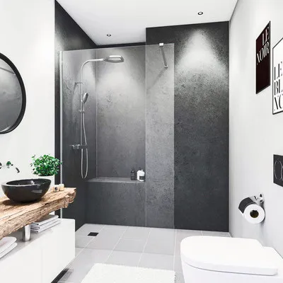 Produktbild von BREUER Duschrückwand Dekor Stein anthrazit Hochglanz 100 x 255 cm 9482529000203