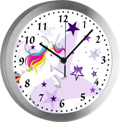 Produktbild von Funkuhr, Kinder Wanduhr, Kinderuhr, Kinderzimmer  Pegasus Sterne lila