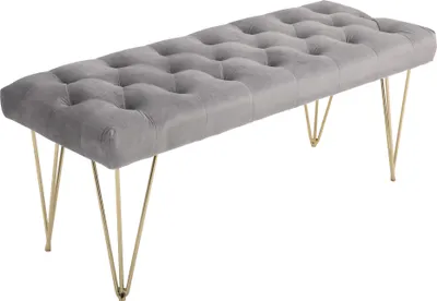Image de HOMCOM Banc Banc de pianiste Banc de chaussures en velours Banc de piano pour chambre, salon, couloir, métal gris 116 x 44,5 x 49 cm