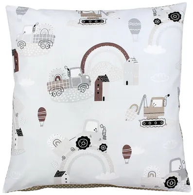 Produktbild von TupTam Kinder Kissenbezug Kissenhülle Dekorativ Gemustert, Farbe: Traktoren / Regenbögen / Beige / Punkte, Größe: 80 x 80 cm
