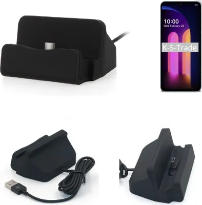 Produktbild von K-S-Trade Docking-Station kompatibel mit LG Electronics V60 ThinQ 5G Ladestation Dock Ladegerät Docking Station Tischständer Ständer inkl. USB Typ