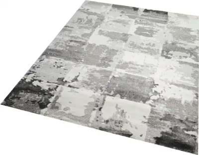 Produktbild von Teppich modern Designerteppich Wohnzimmer Karo in grau creme Größe - 80 x 300 cm