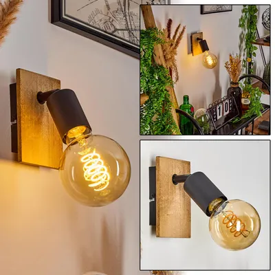 Produktbild von Agnino »Agnino« Wandlampe aus Metall/Holz in Schwarz/Natur