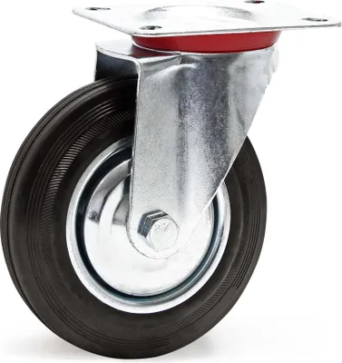 Zdjęcie produktu dla Zestaw kołowy skrętny Wiltec Ø200mm do 150kg udźwigu z gumowym kołem bez hamulca, cichobieżny, transportowy zestaw kołowy meblowy zestaw kołowy meblowy zestaw kołowy skrętny
